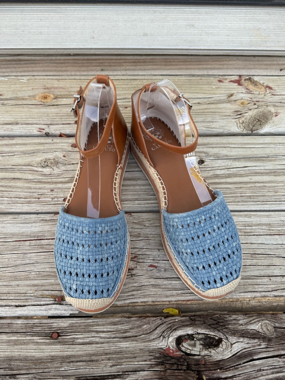 Vince Camuto Bredenna Woven Blue Espadrille Ankle-Strap Sandals 1”Heel 11M